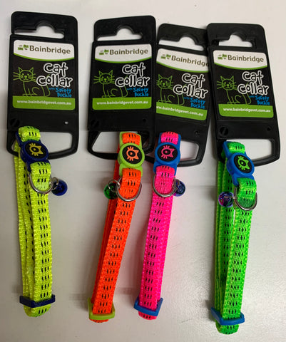 Padded Nylon Cat Collar Safety Buckle Assorted Colours